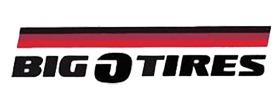 Big O Tires logo with black and red stripes above