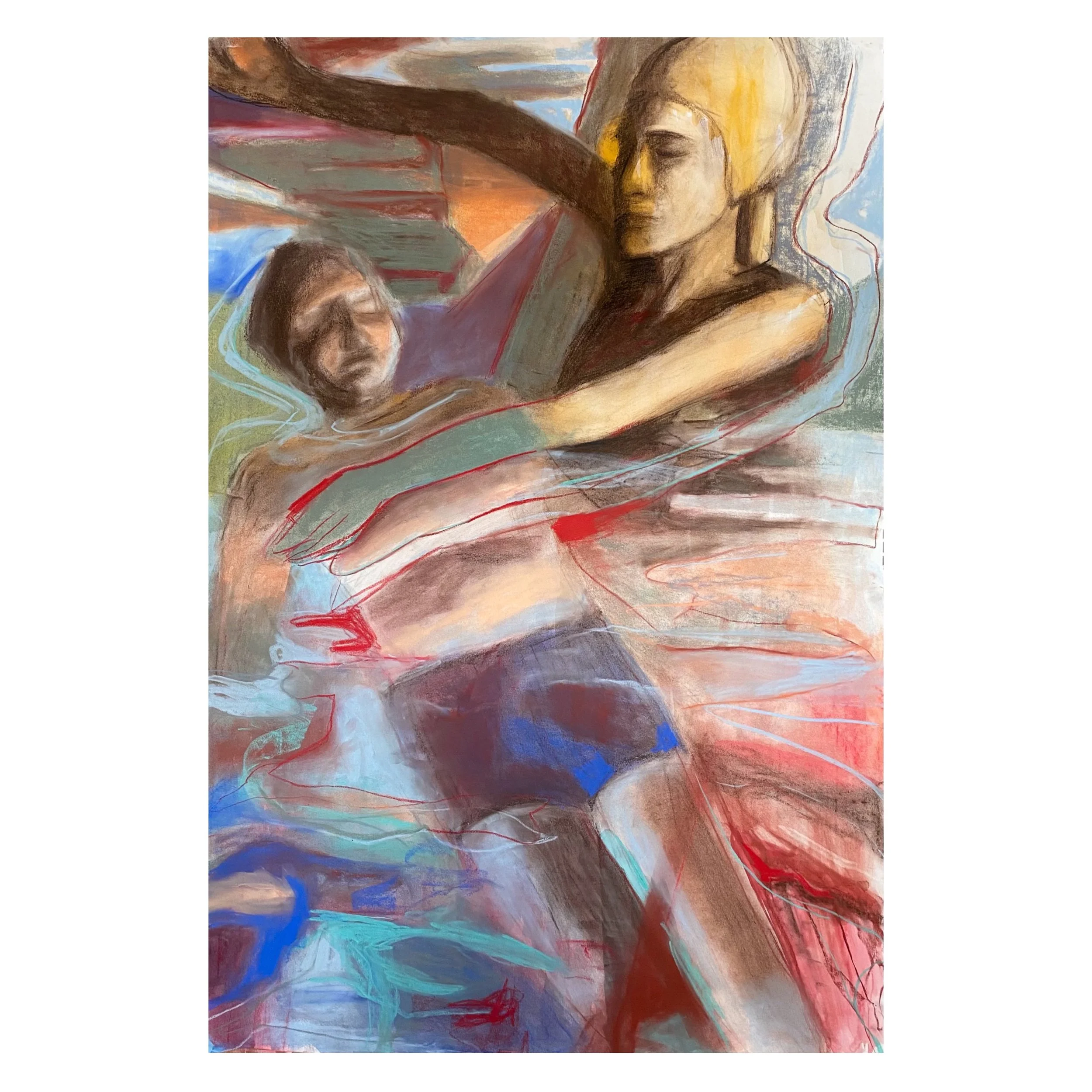 Dissolving, 2024, watercolor and pastel on paper — 30x44"