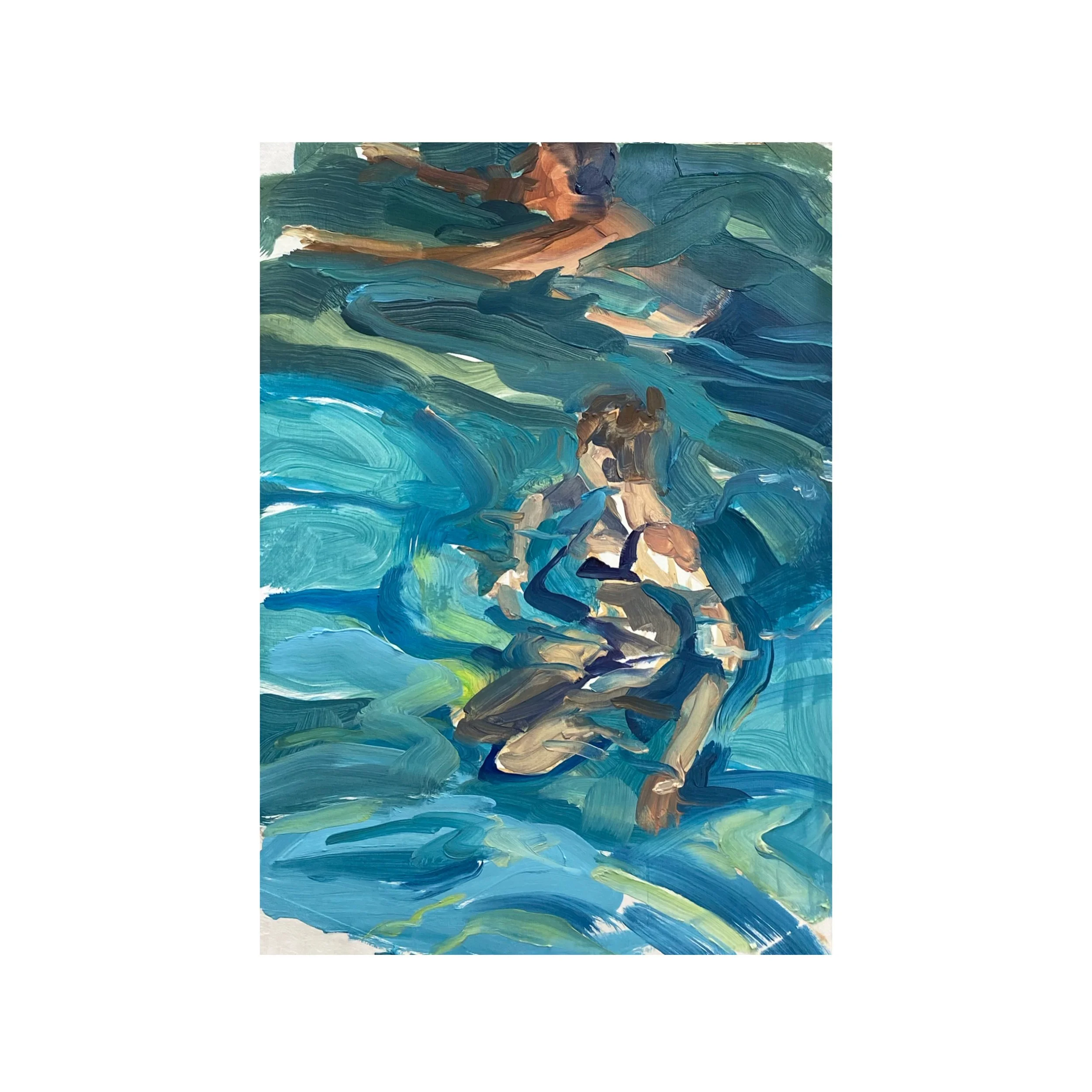 The Night Swim (study), 2024, oil on paper — 8x12"