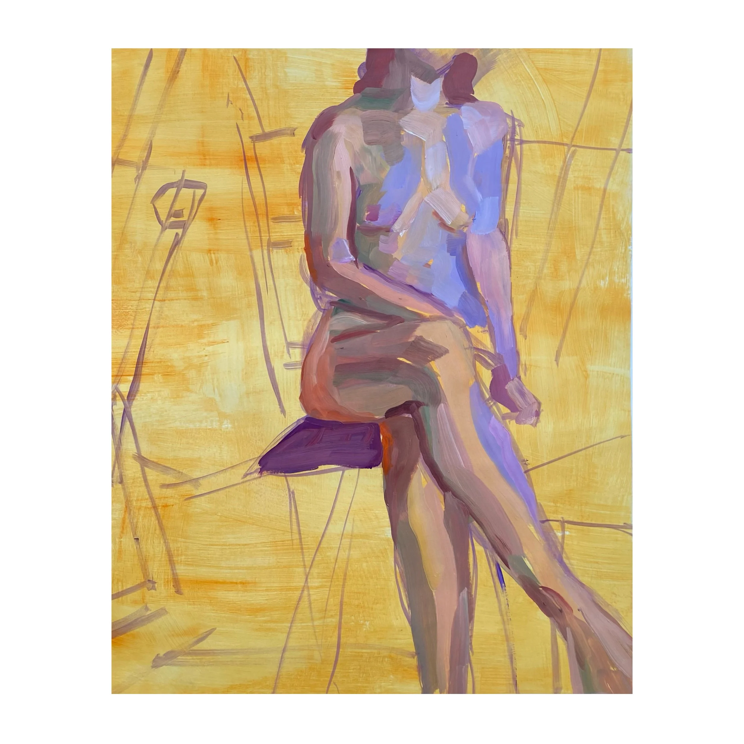 Model 2, 2024, oil on paper — 14x20"