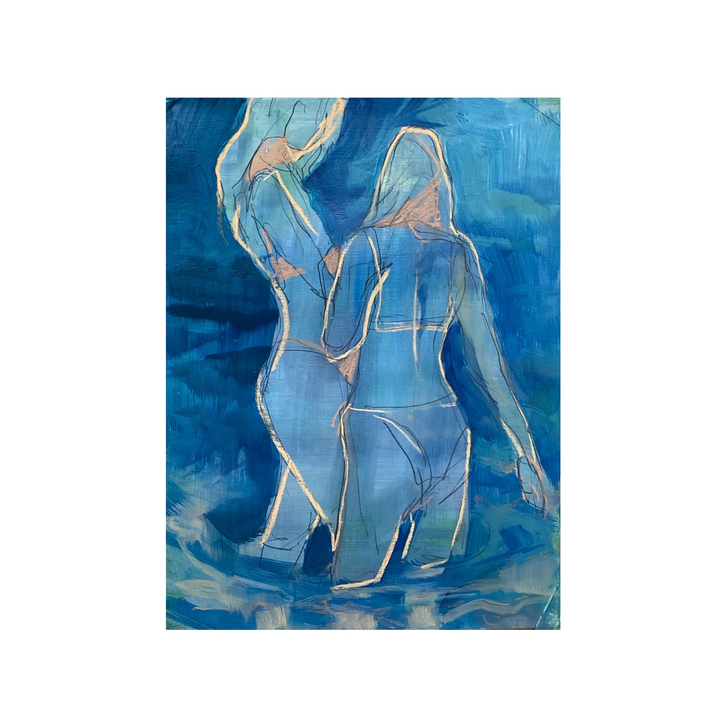 Women Bathers 2 (study), 2024, oil on paper — 8x10"
