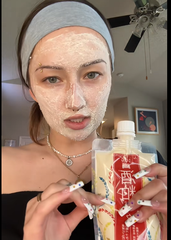 Carissa Using Senka Sake Kasu Mask
