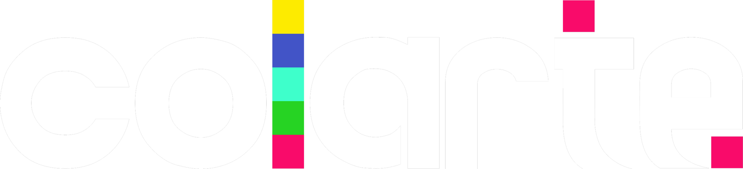 Logotipo con letras blancas que dice 'cocreate' en fondo negro, con detalles de colores verde, azul, cyan, rosa y amarillo en la parte superior e inferior de algunas letras.