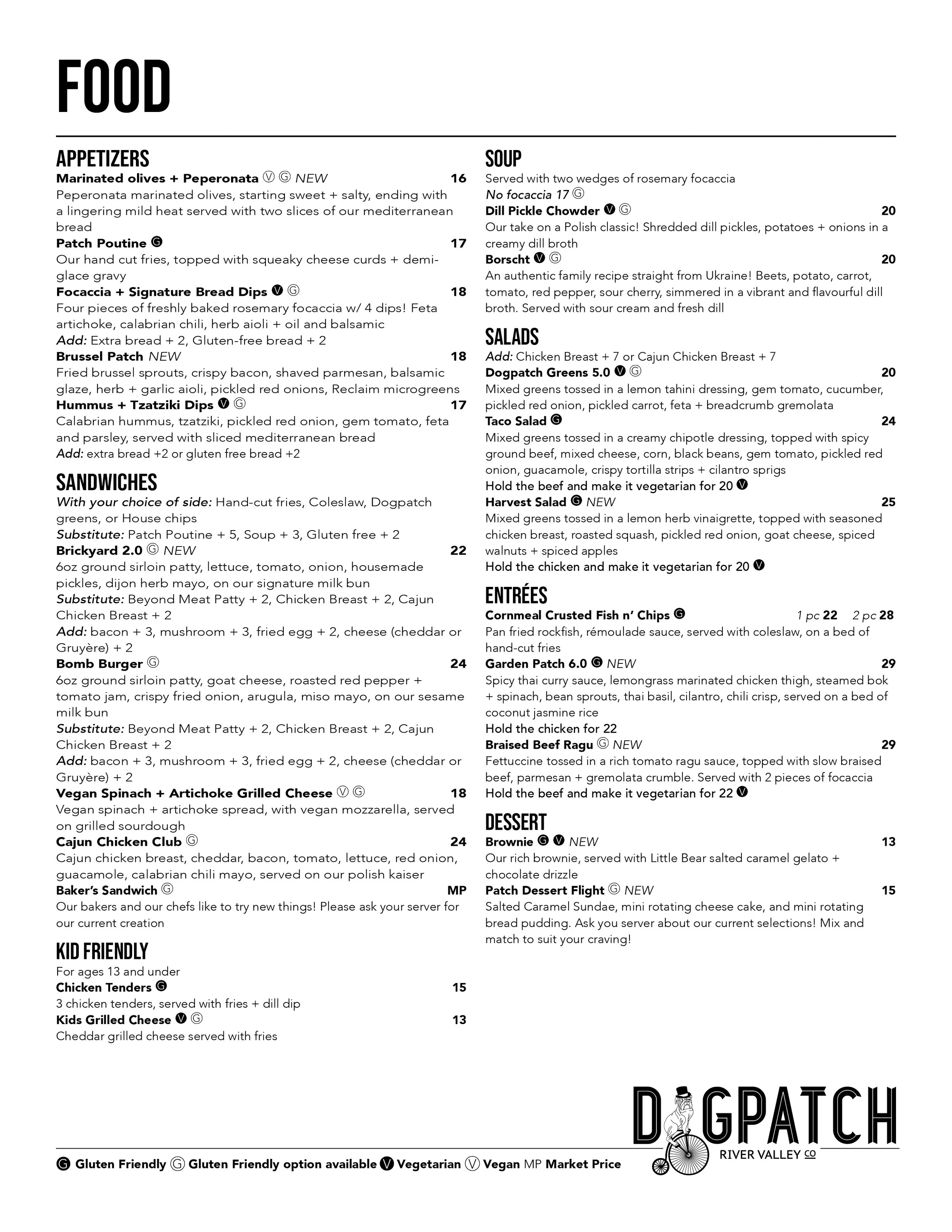 Dogpatch Menu Menu — Dogpatch