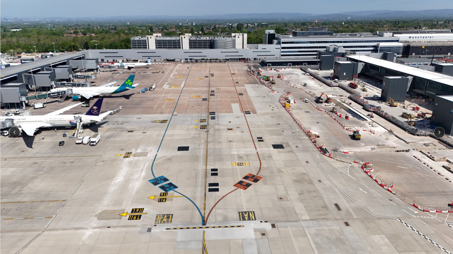 Aerial view of an airport runway - an ESA member client.