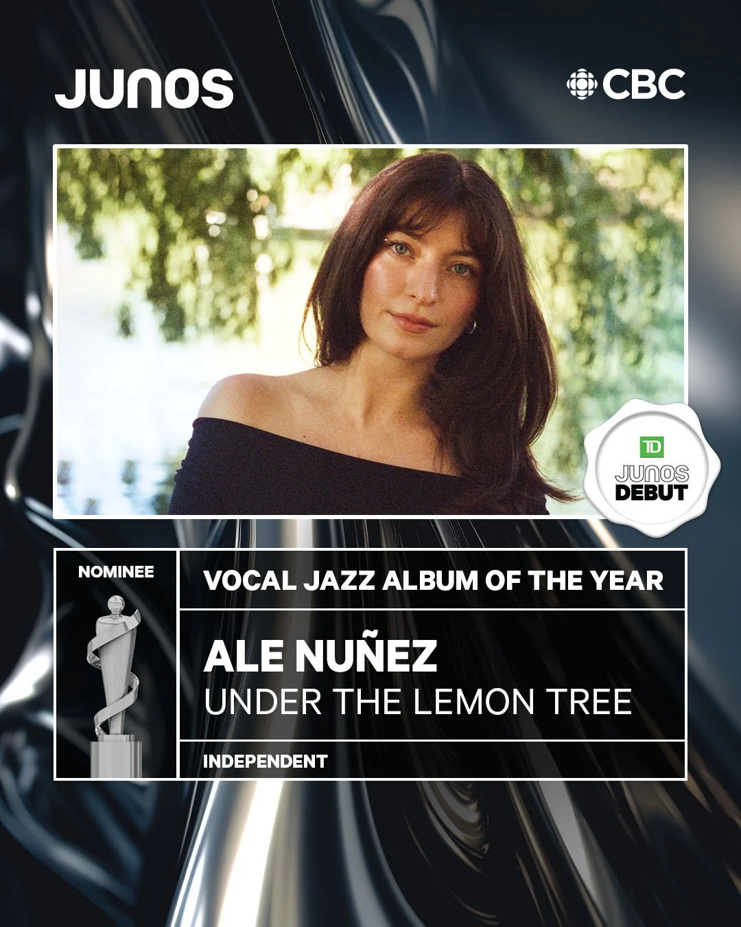 Ale Nuñez, Under the Lemon Tree, nominated for Vocal Jazz Album of the Year at the 2026 Juno Awards, mastered by Reuben Ghose at Mojito Mastering