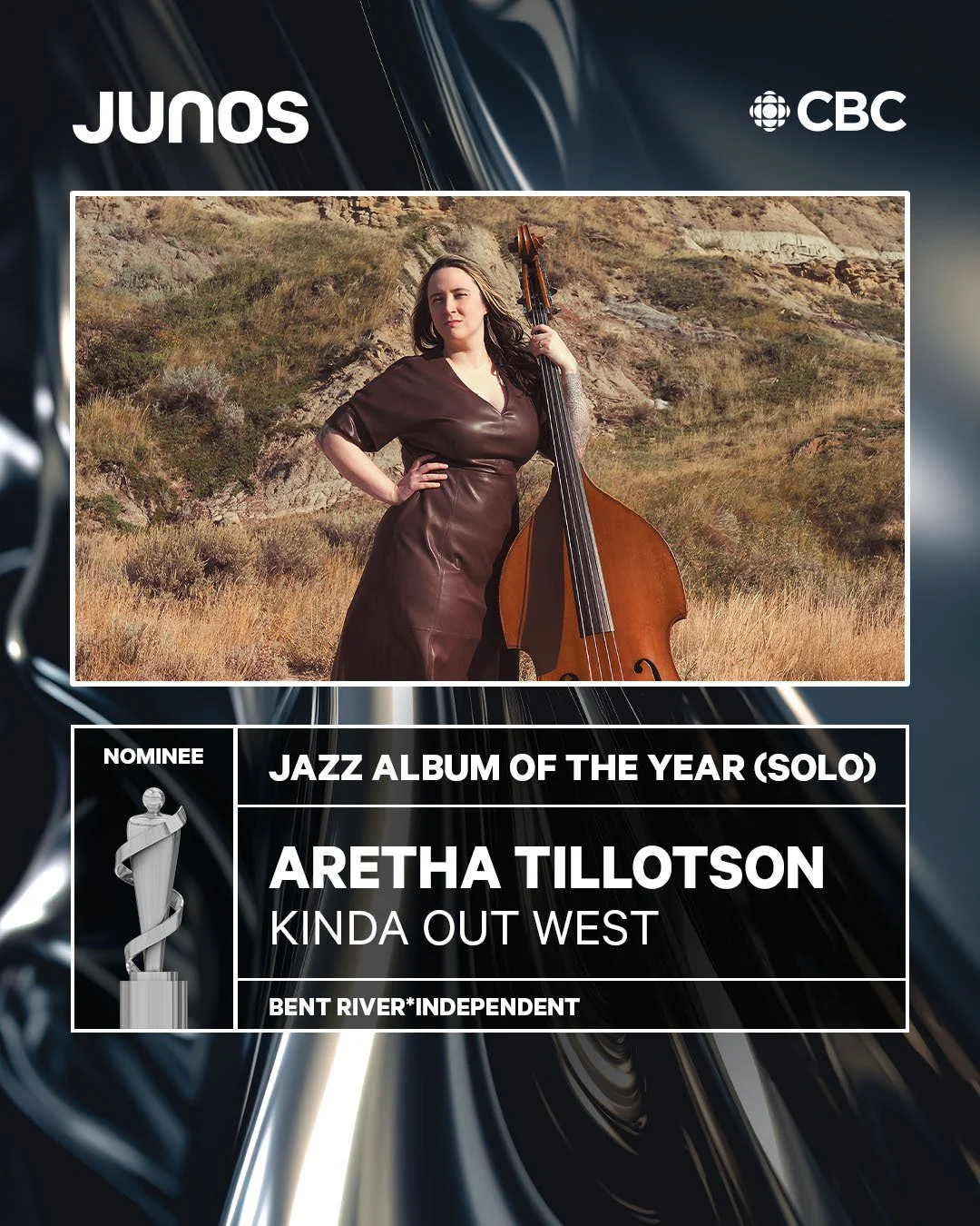 Aretha Tillotson, Kinda Out West, nominated for Jazz Album of the Year at the 2026 Juno Awards, mastered by Reuben Ghose at Mojito Mastering