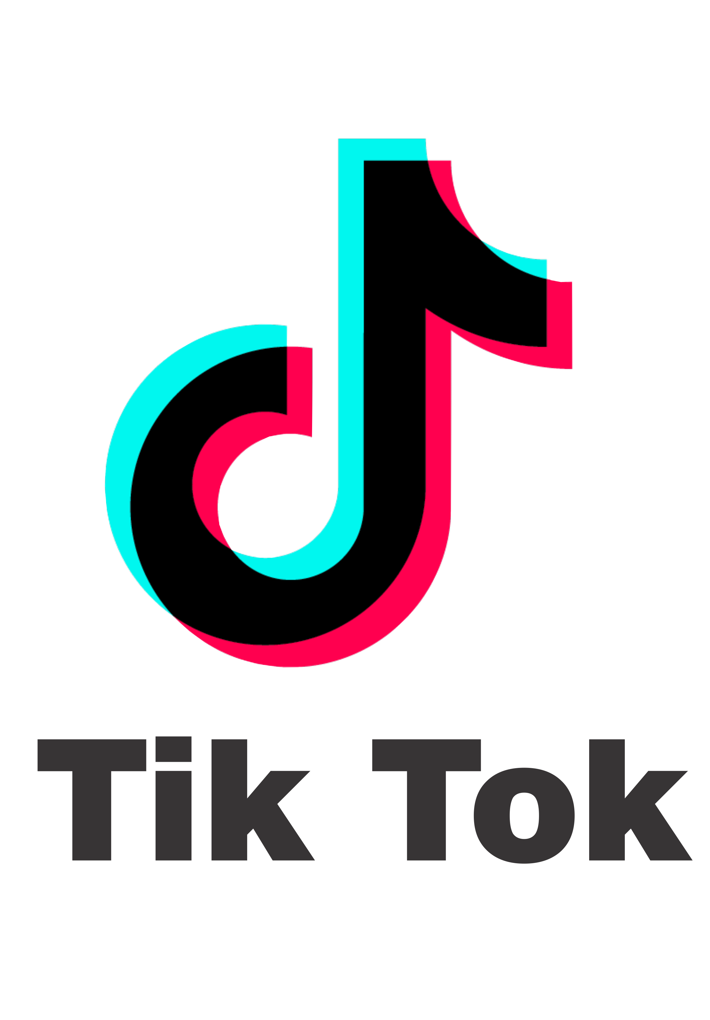 The image features the TikTok logo, which is a stylized musical note in black, blue, and pink. Below the logo, the word 'TIKTOK' is written in bold, black uppercase letters.