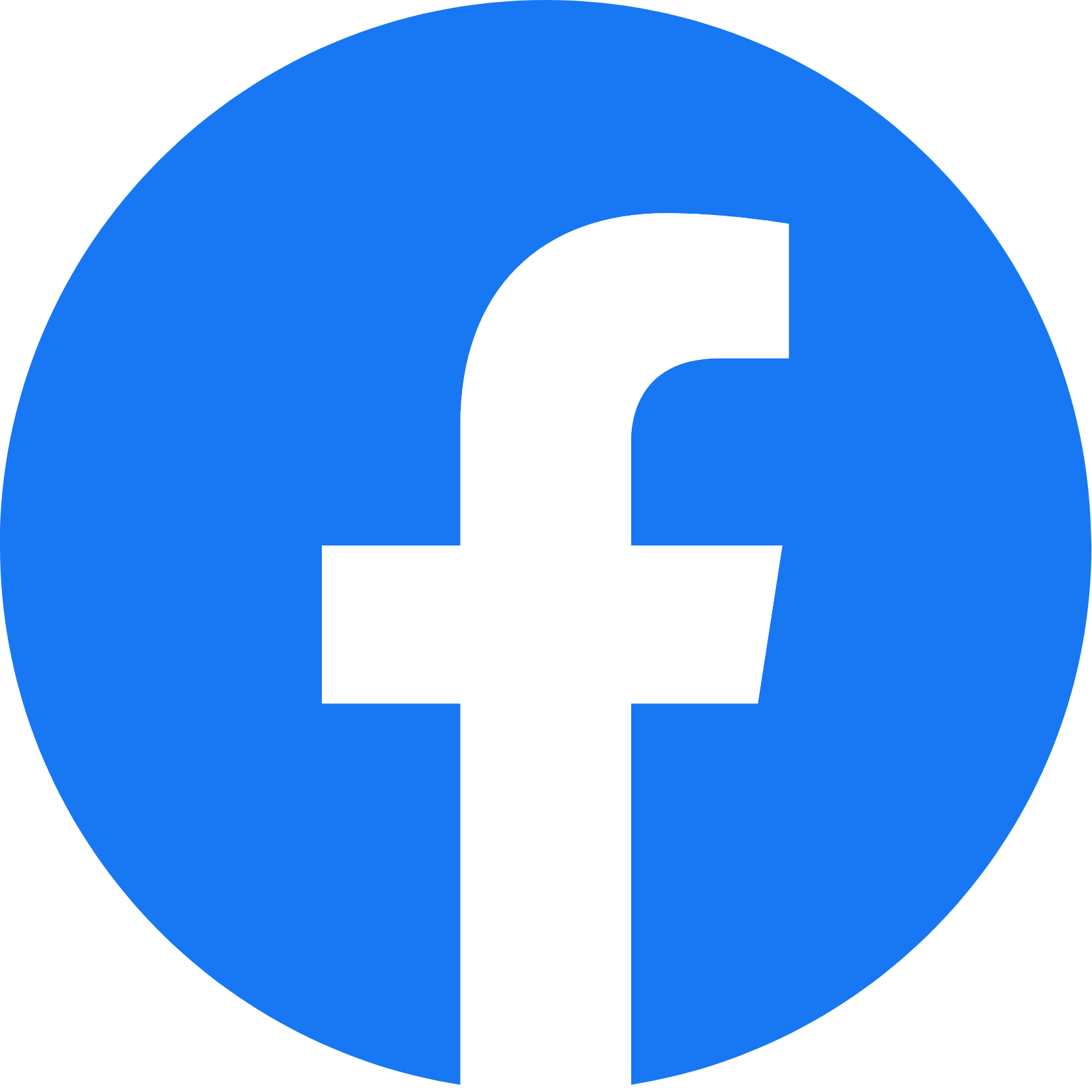 Facebook logo with a blue circle and a white lowercase 'f' in the center.