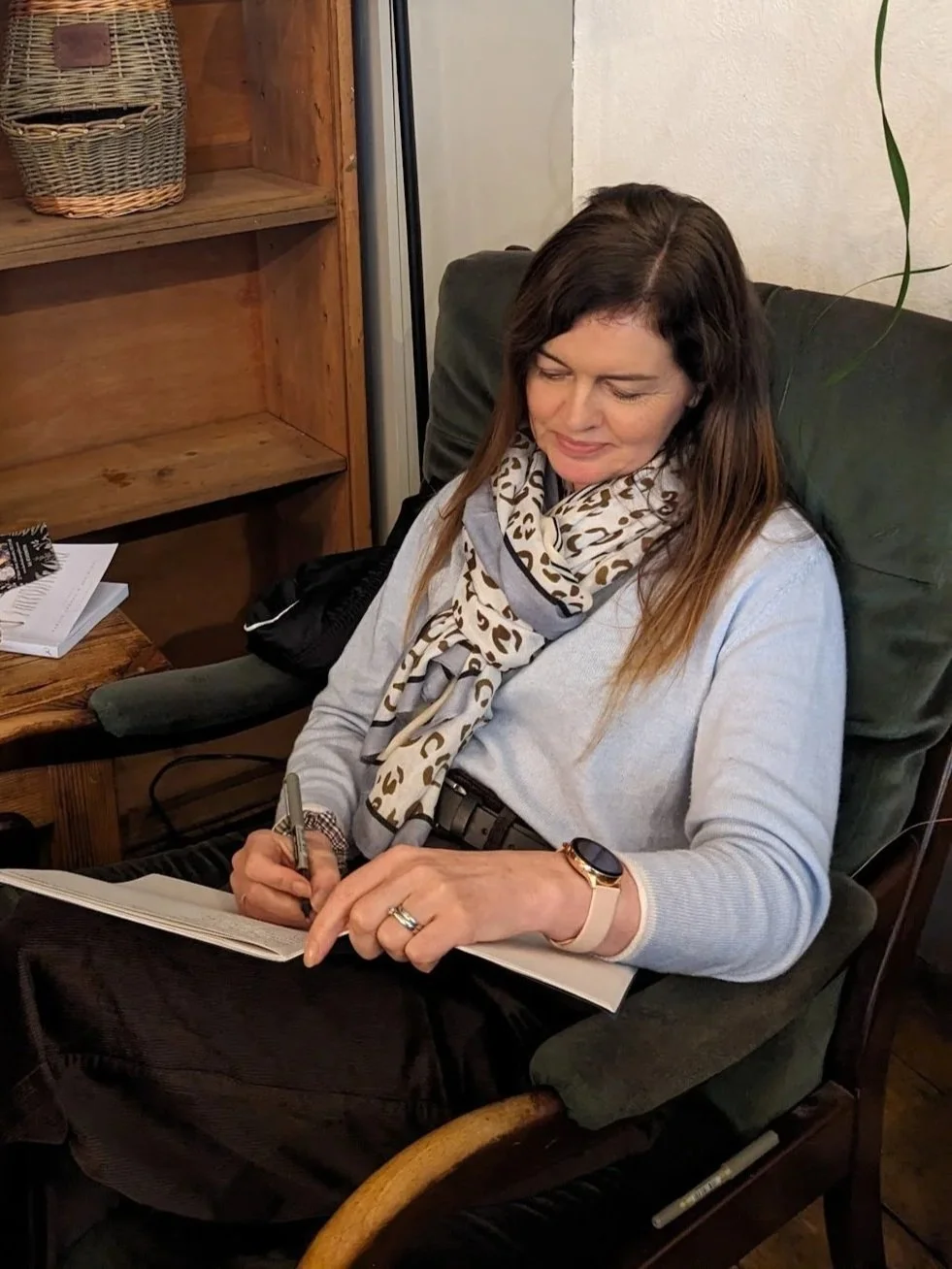 Therapist writing poetry in the moment