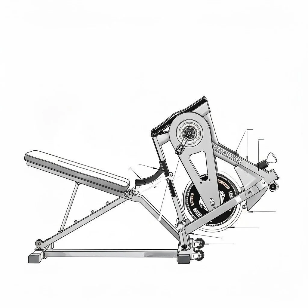 Line drawing of the TorsoSpin cycle with adjustable components.