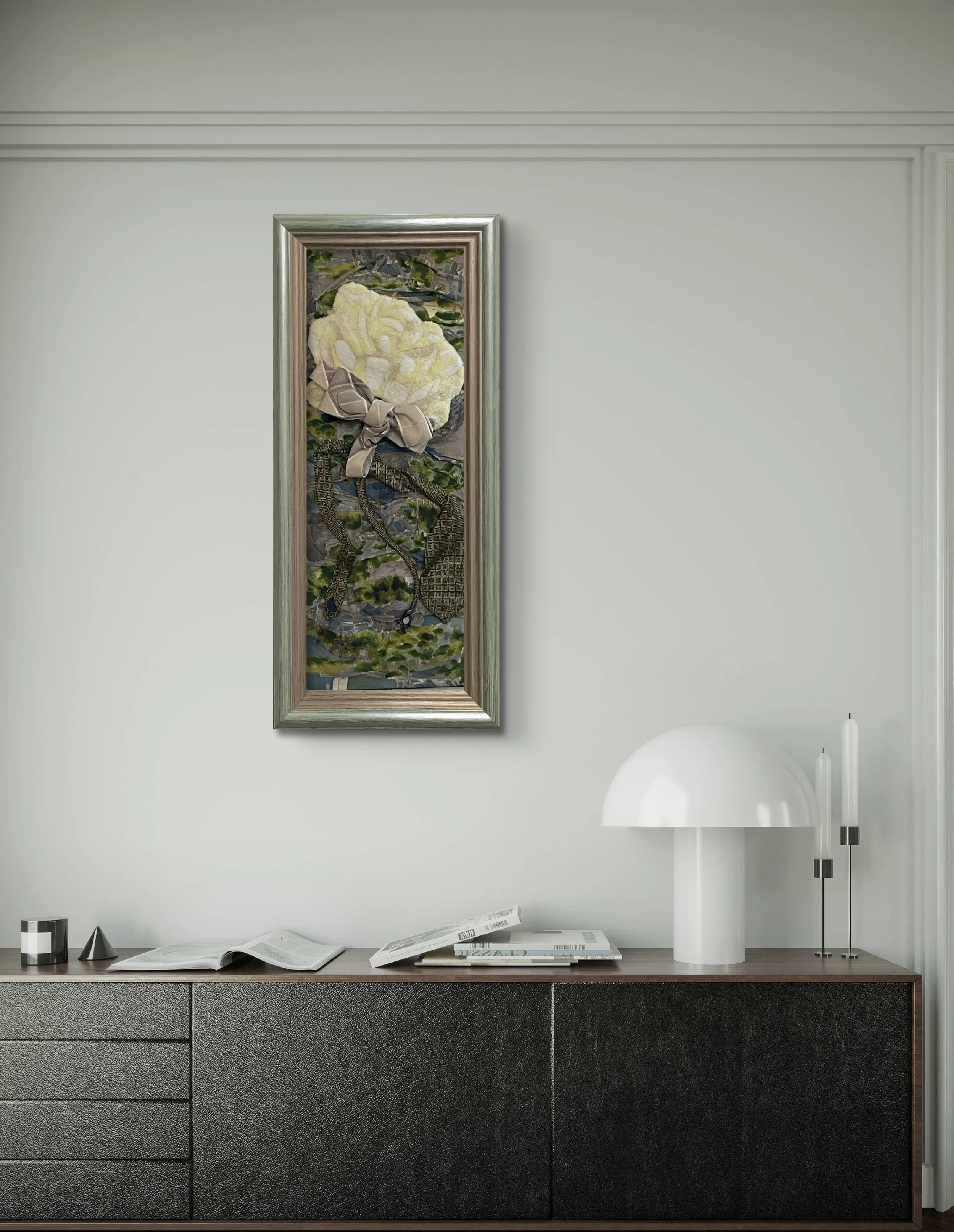 A sophisticated Peony 3D Art  montage of textiles. 