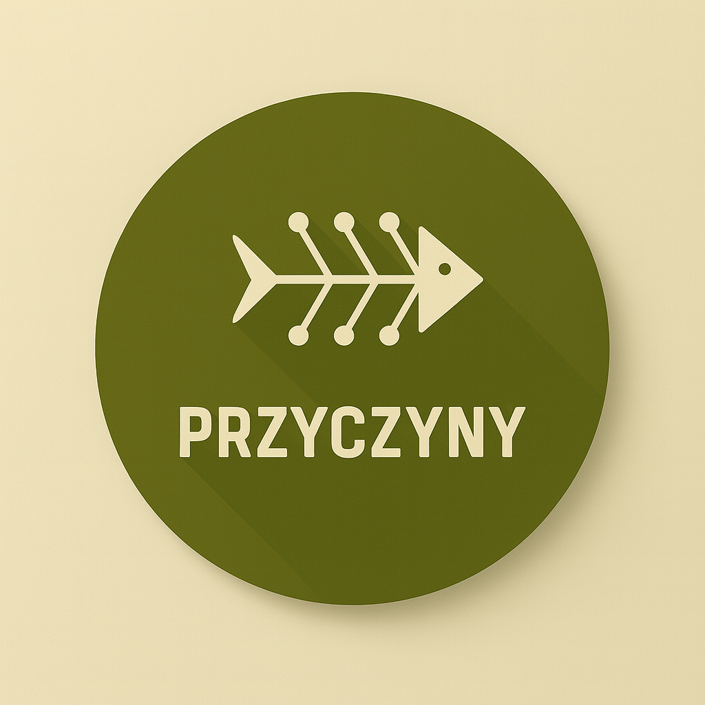 Green circular sign with a stylized fishbone symbol and the word 'PRZYCZNY' in white capital letters.