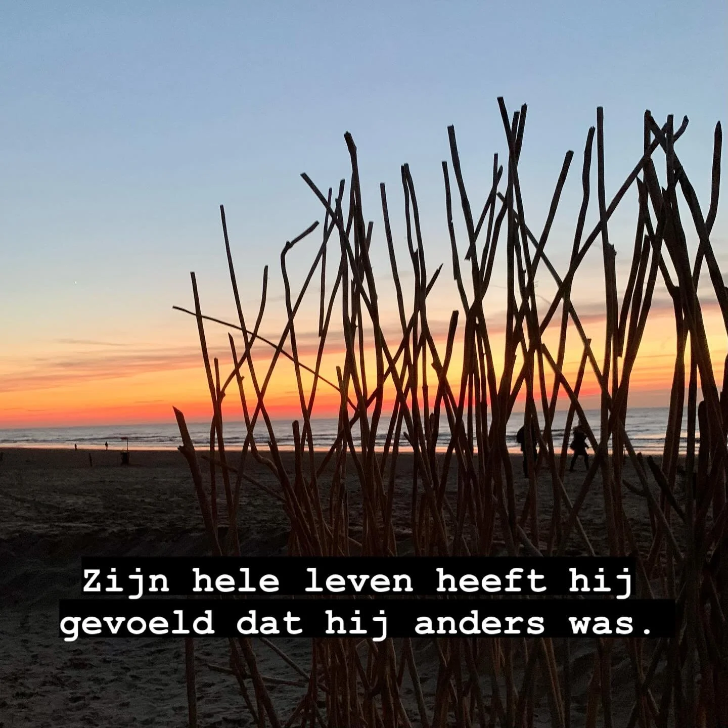 Zijn hele leven heeft hij gevoeld dat hij anders was.

Niet verklaarbaar anders.

Van buiten leek alles gewoon &mdash; alsof hij erbij hoorde.
Maar van binnen voelde hij zich nooit echt begrepen.

Zelf doen en het anders doen werd zijn overlevingsstr