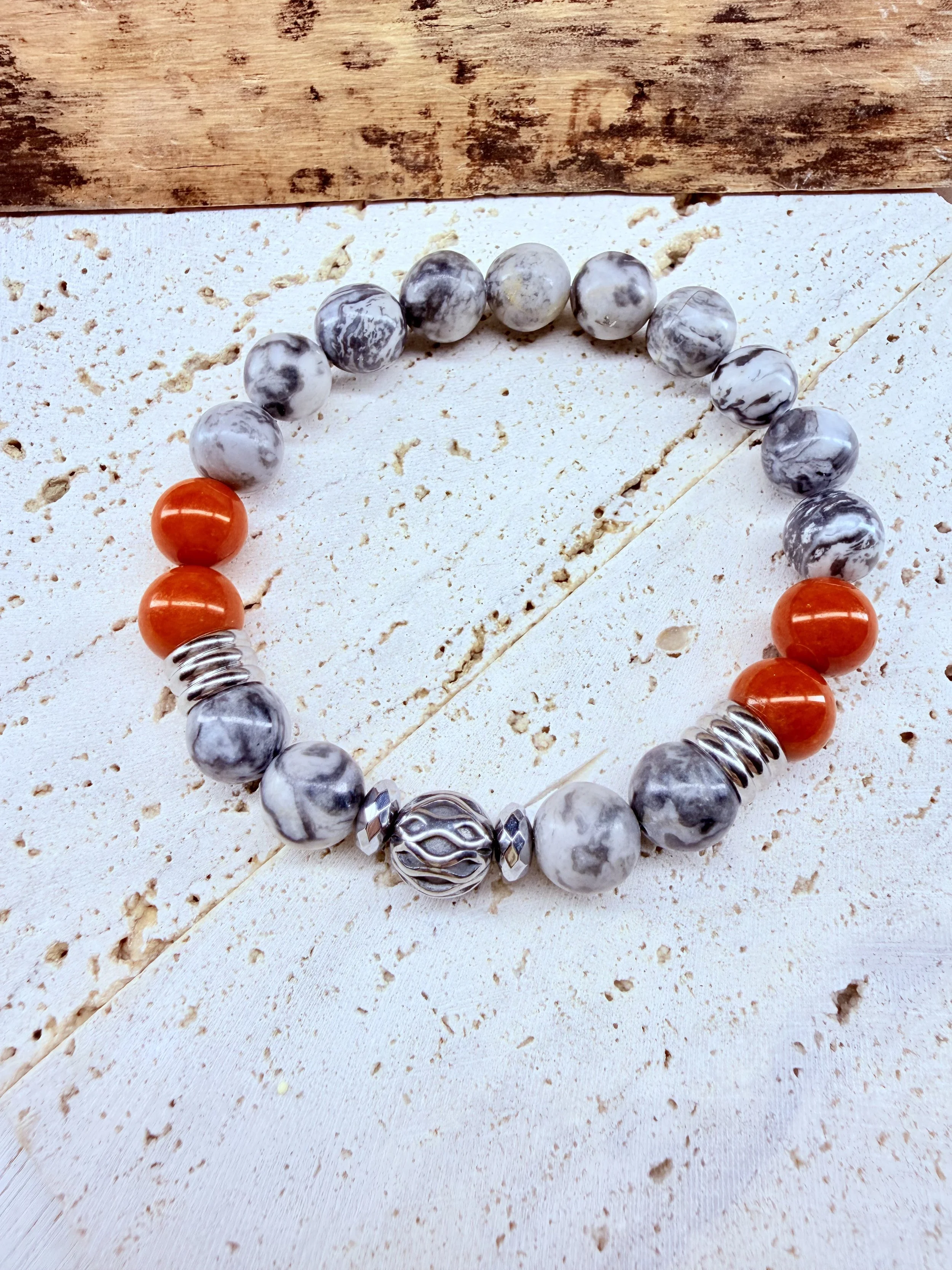 #3 10mm beads/stainless steel bead in the middle/spacers
