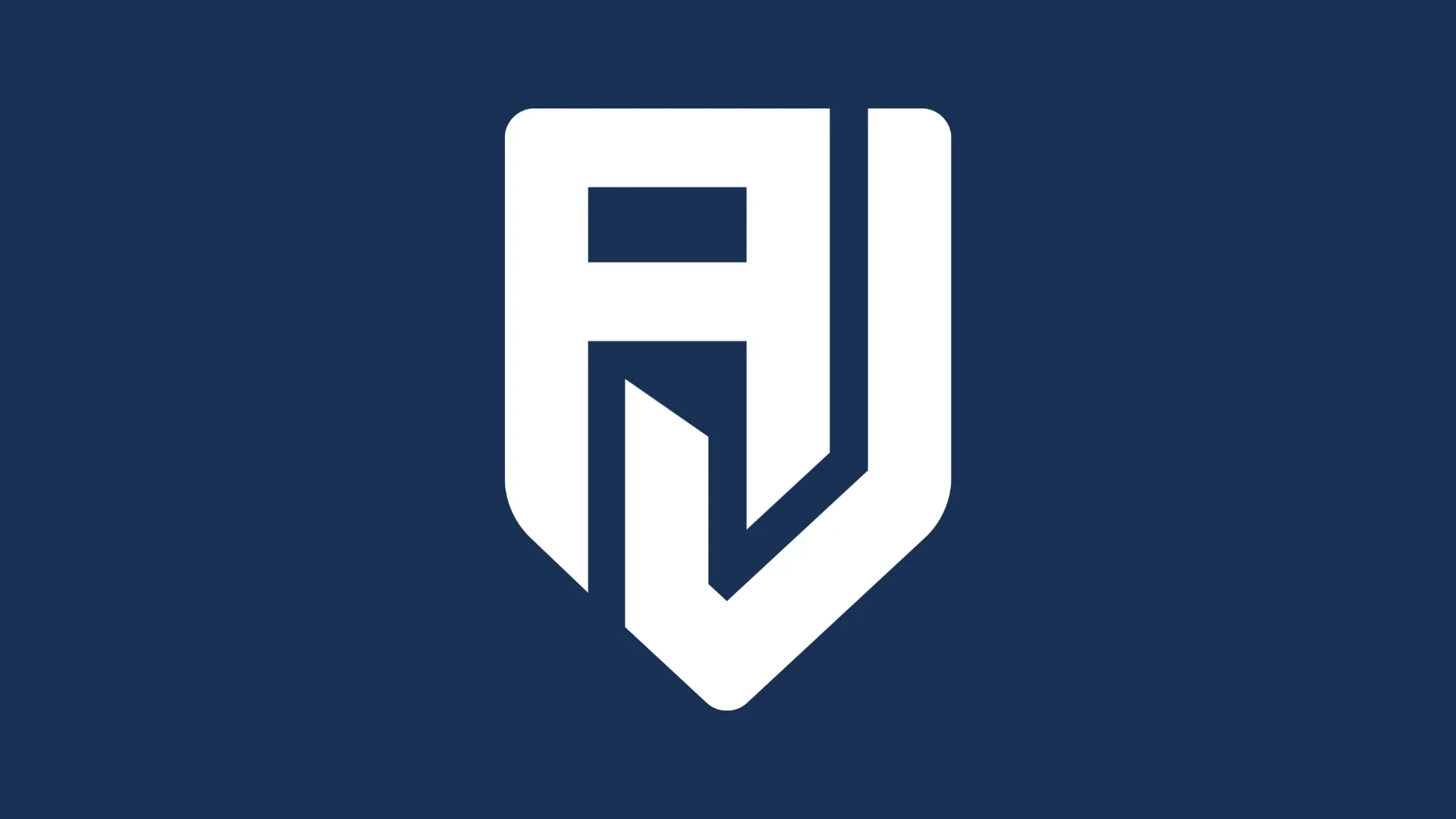 White shield-shaped logo with stylized 'AI' on a navy blue background.
