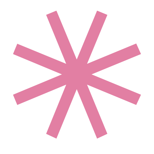 Eine rosa glockenförmige Blume oder ein Symbol mit acht Blütenblättern auf schwarzem Hintergrund.