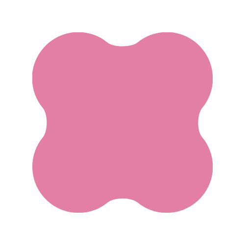 Grafisches rosa Muster mit vier großen, abgerundeten Zonen auf schwarzem Hintergrund.