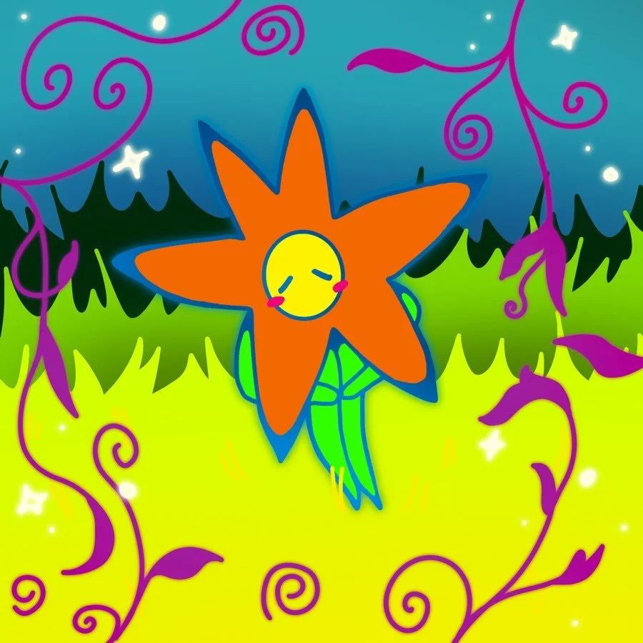 Just a quick little intro post :D going to mess around with settings/printing to make this design into a sticker teehee,, i love my little sleepy flower guy