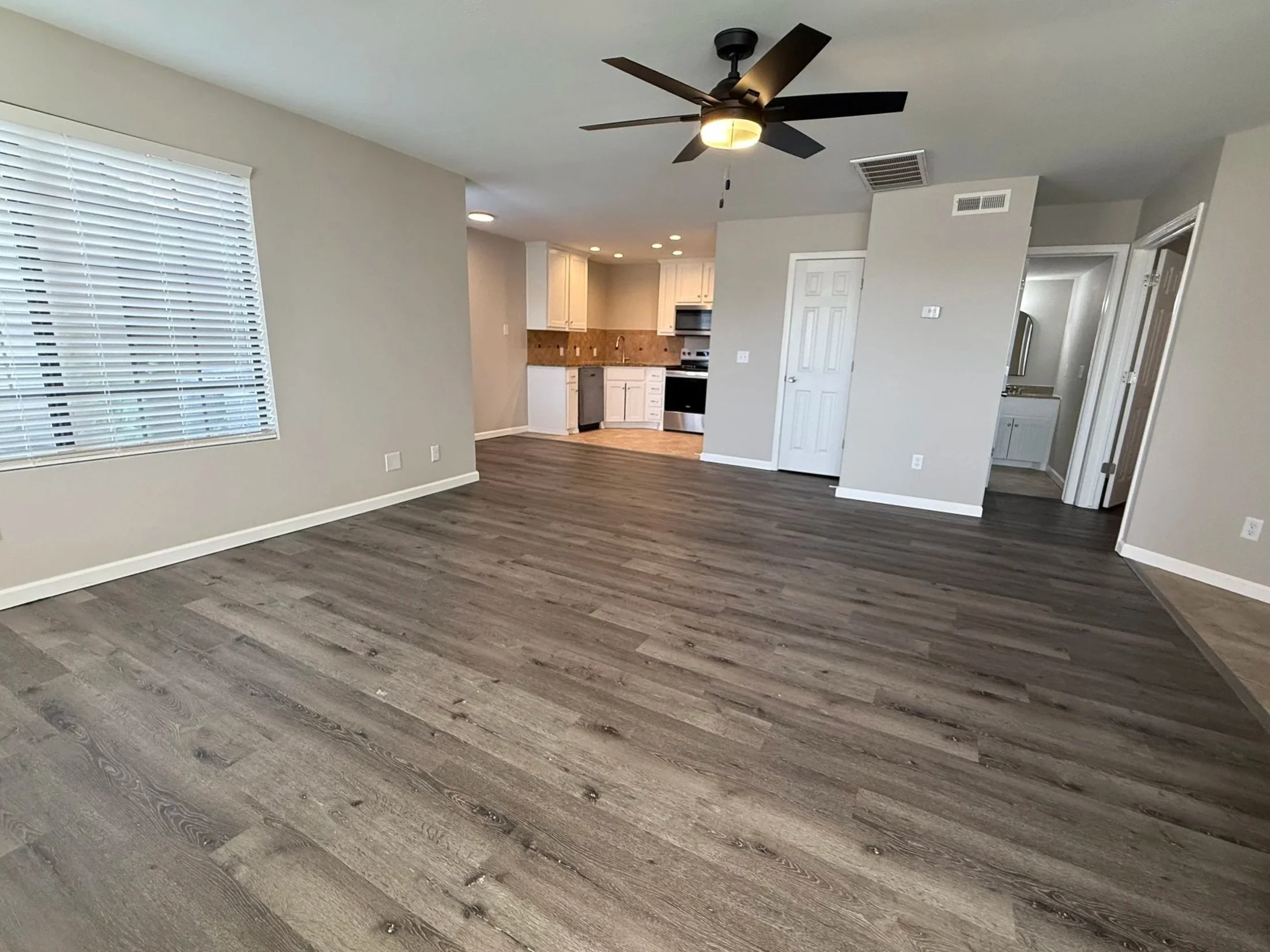 Living room with wood-style flooring