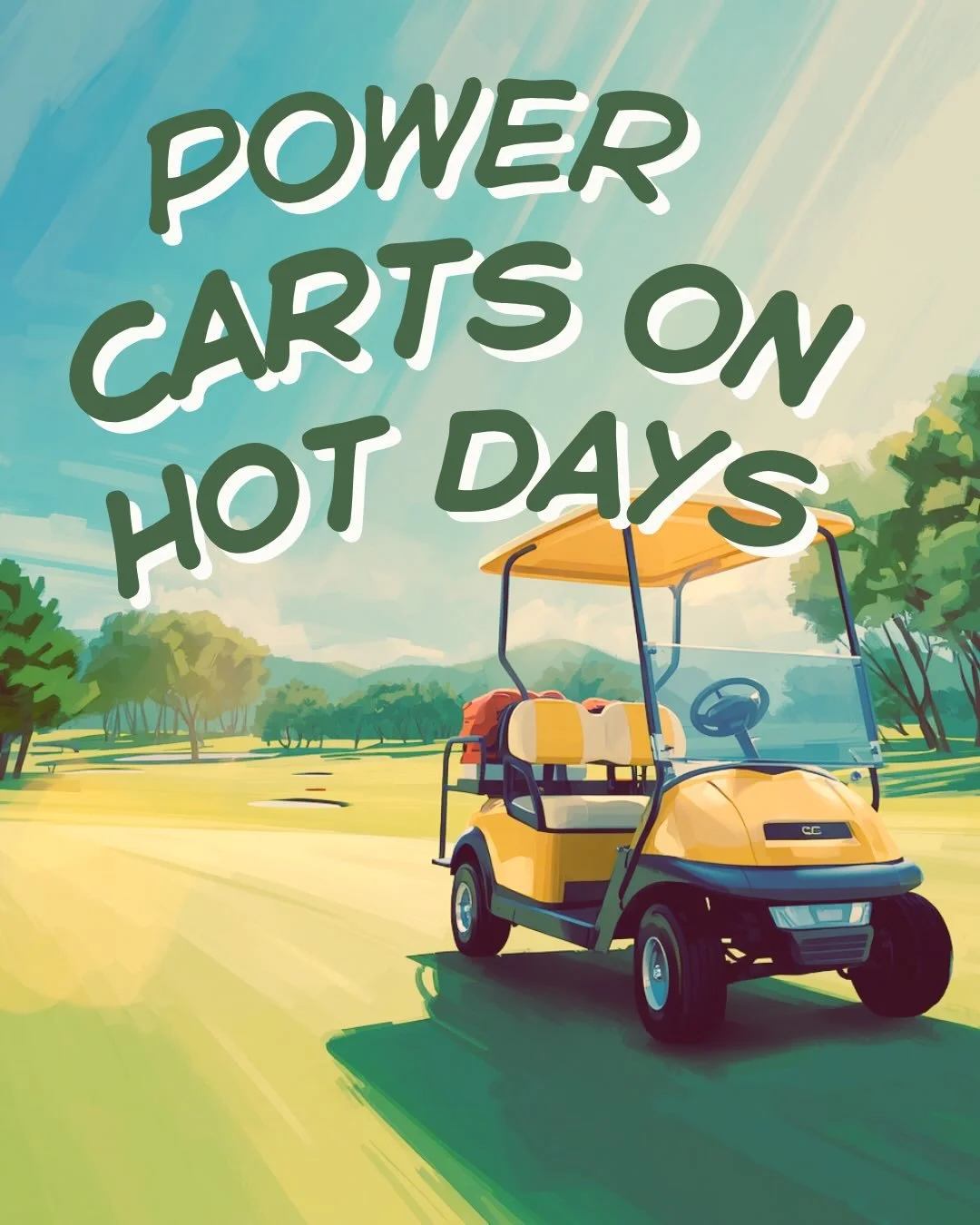 We can&rsquo;t complain about this glorious heat! ☀️⛳️🥵 

It was a long cold, gloomy winter in southern Ontario.  However, if it&rsquo;s above 32 &lsquo;C then perhaps think about renting a power cart.

Most people walk 9 holes in our group, but whe