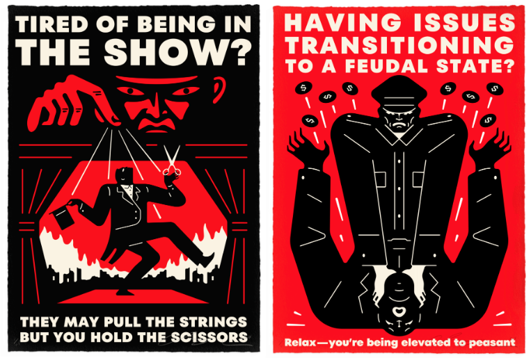 Cleon Peterson 'Tired Of The Show' + 'Feudal Troubles' Print Available