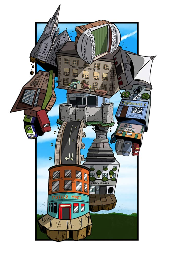 Rob Stears 'Big City Bot, Limerick' Print Available