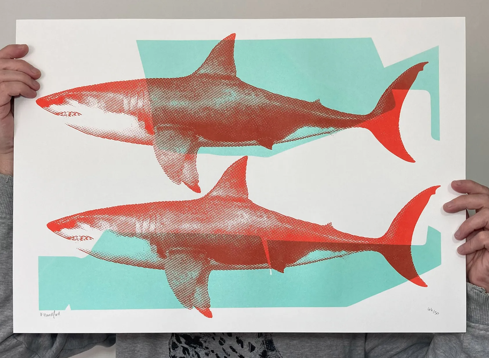 Vince Handford 'Shark Tank' (Turquoise/Red) Print Available
