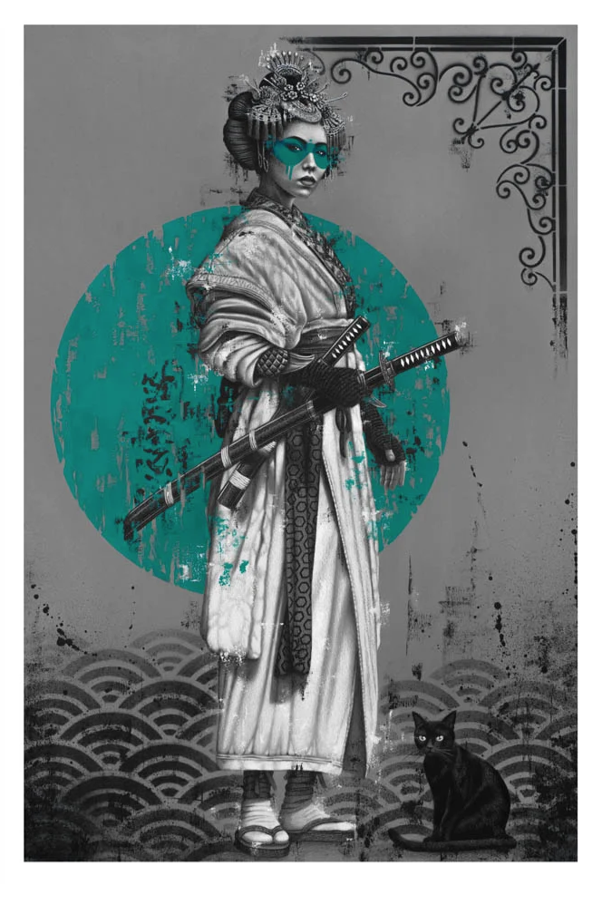 FinDac 'Kurai Neko Turquoise' Print Available