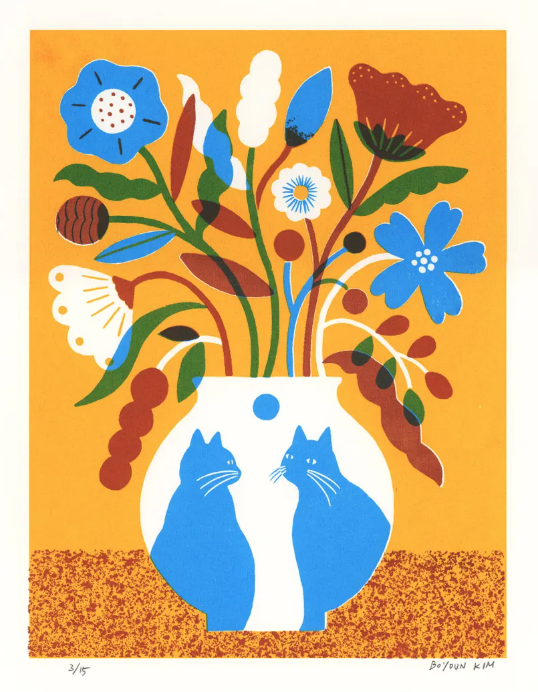 Boyoun Kim 'Cat Vase' Print Available