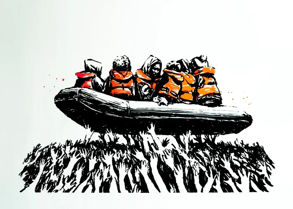 Banksy 'Migrant Boat' Poster At Glastonbury?