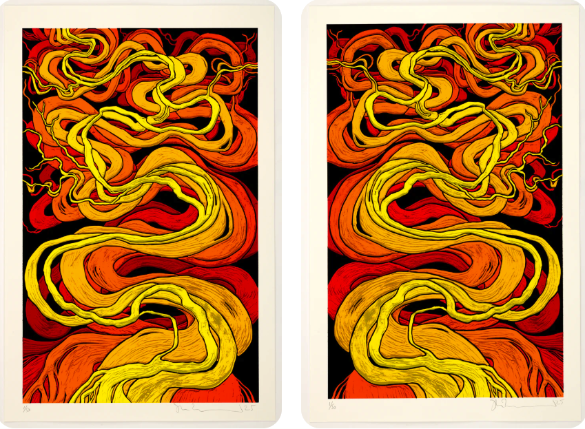 Stanley Donwood 'Iron Meander, East' + 'Iron Meander, West' Prints Available