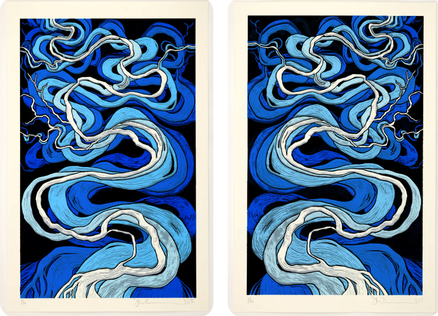 Stanley Donwood 'Mercury Meander, East' + 'Mercury Meander, West' Prints Available