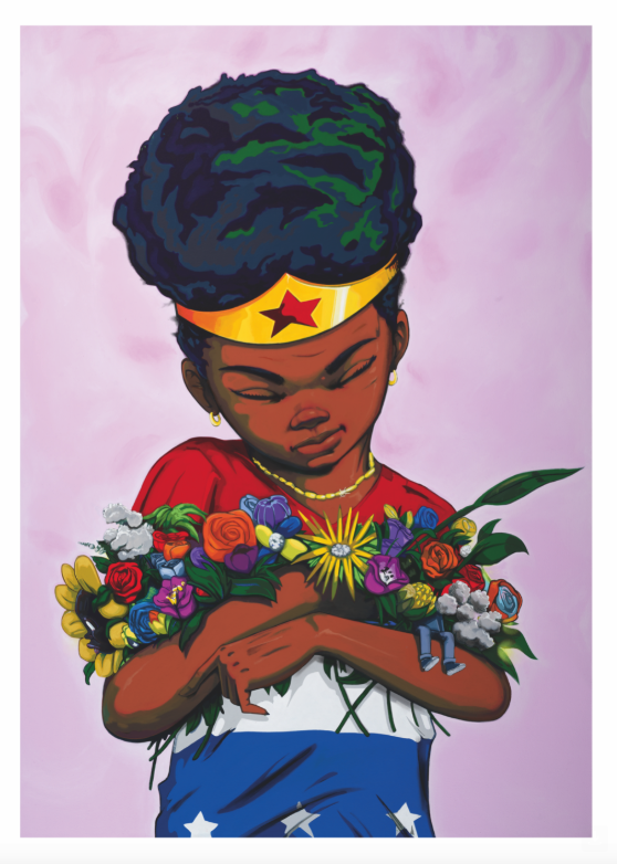 Hebru Brantley 'Girl With Flowers' Available