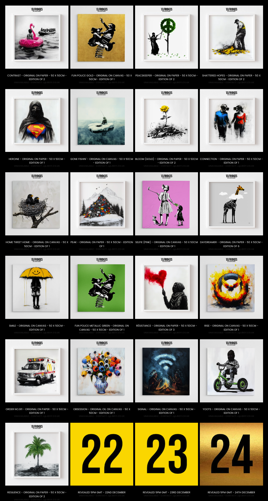 Only A Few Days Left From JBoy's *Elfridges Artvent Calendar