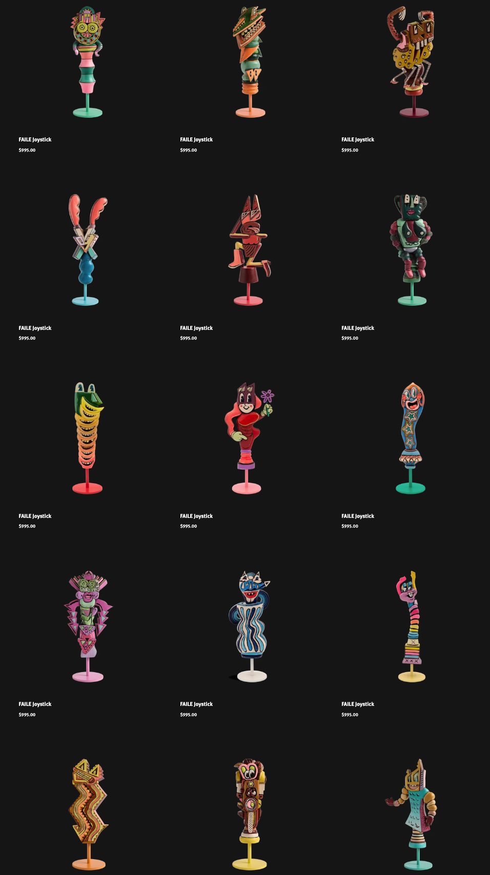 Faile 'Joysticks' Hand Carved Wooden Sculptures Almost Sold Out