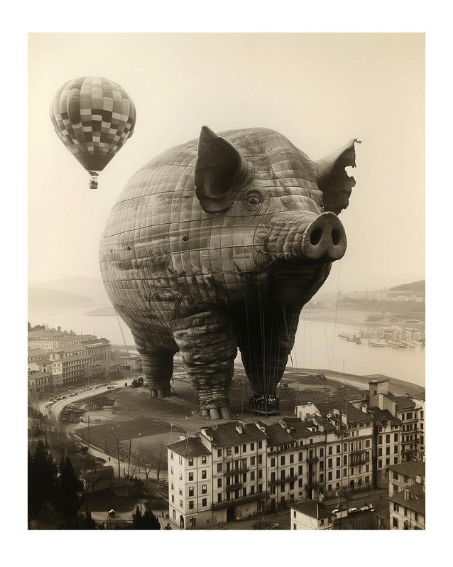 Hugh Kretschmer 'Flying Pig' Print Available