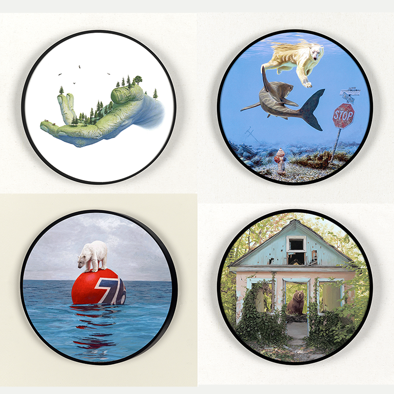 Josh Keyes 'Guardian, Turbulence, Drift, Thunder' Panels Available