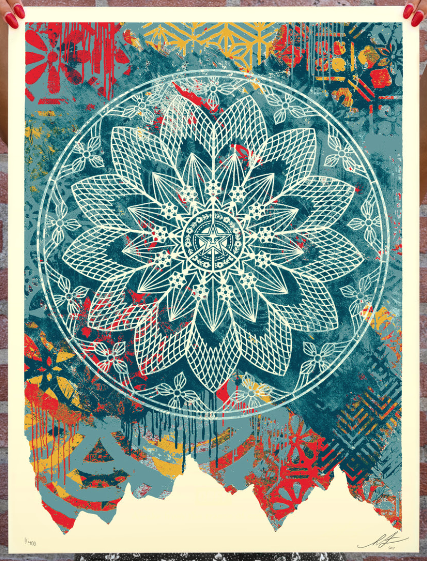 Obey 'Collage Peace Mandala' BLUE or RED Print Release Details