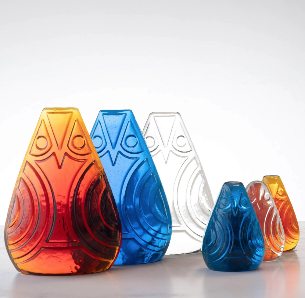 Don Pendleton 'Owl' Glass Sculpture Bookends