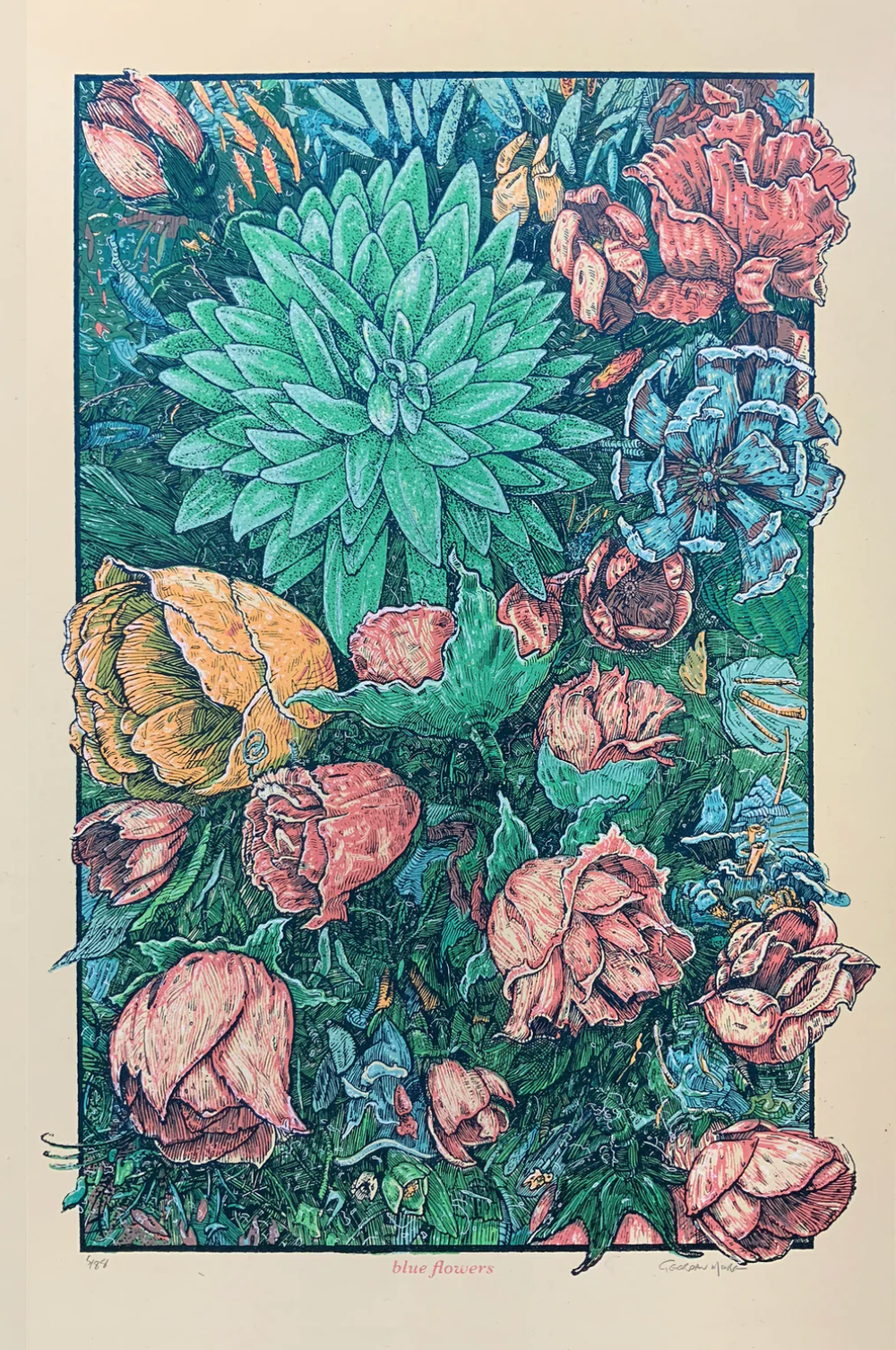 Geordan Moore 'Blue Flowers' Print Available