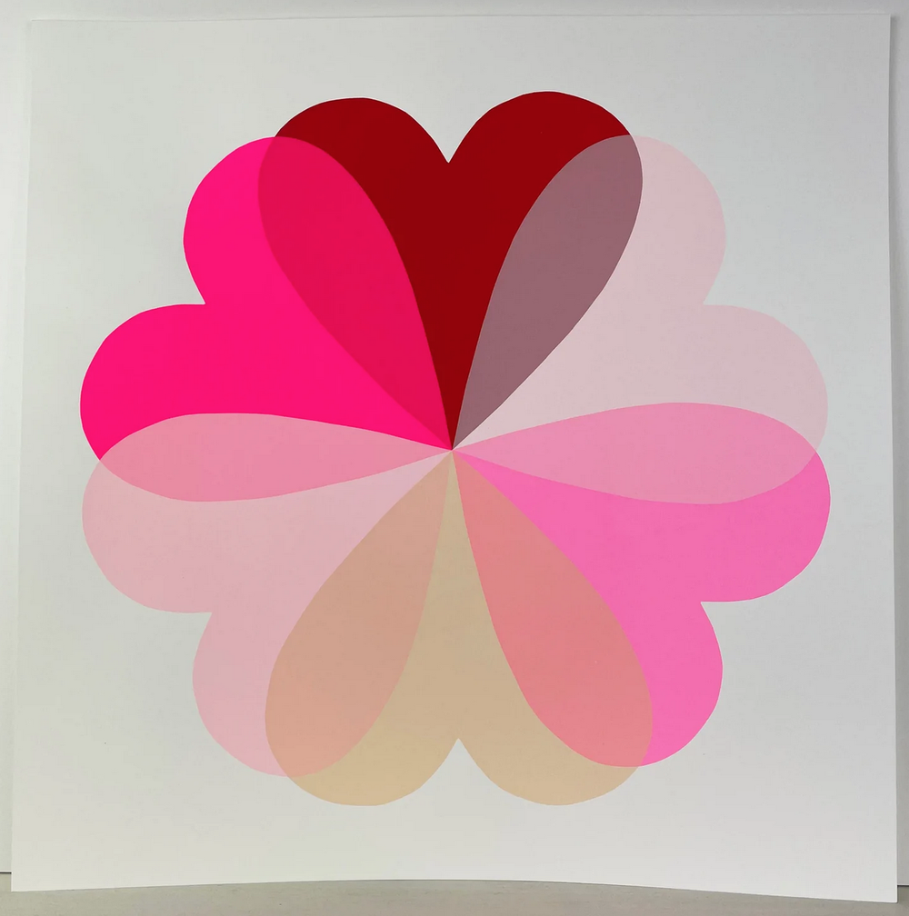 Hannah Carvel 'Large Heart &amp; Flowers' Red/Neon Pink Print Available