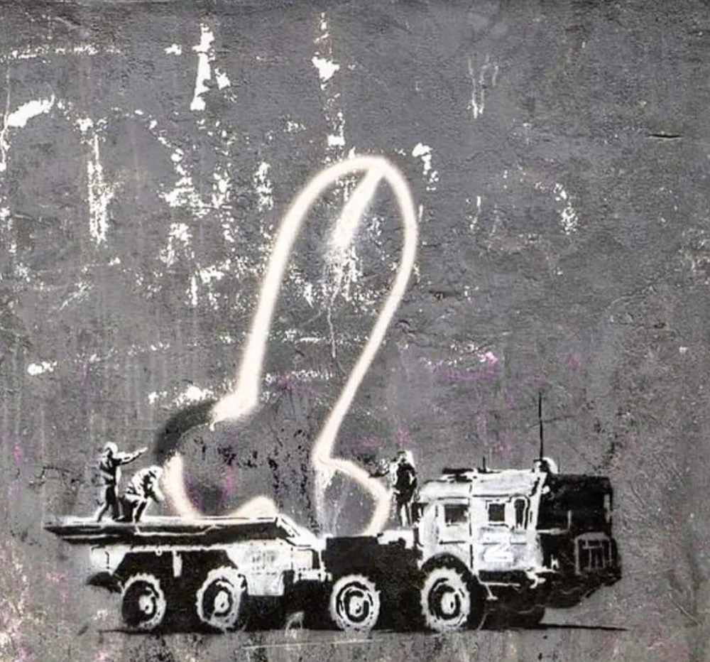 New Banksy 'Cock Rocket' Piece In Ukraine