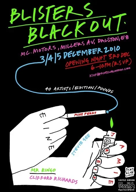 Blisters Blackout '40 For £40' Art Show Details