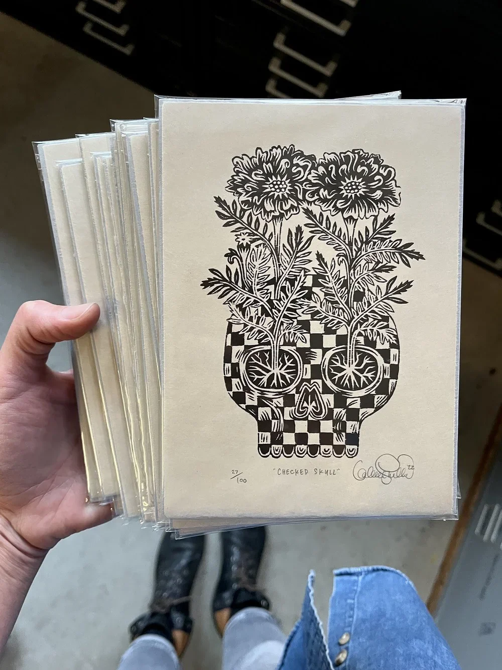 Valerie Lueth 'Checkered Skull' Print Available