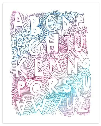 Nate Duval 'Alphabet' Pink Or Green Prints Available