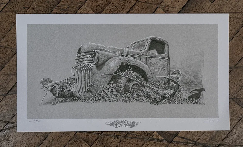 Aaron Horkey 'Colossus Aground' B/W Print Release Details