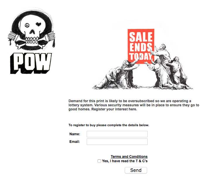 Banksy 'Sale Ends' Print Lottery Details