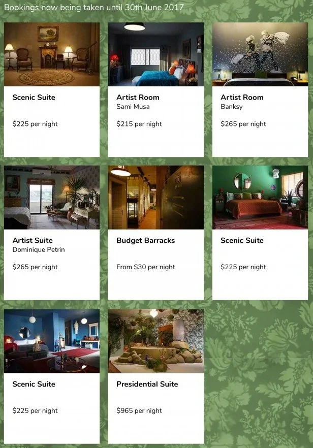 Banksy Room Bookings Available At 'The Walled Off Hotel'