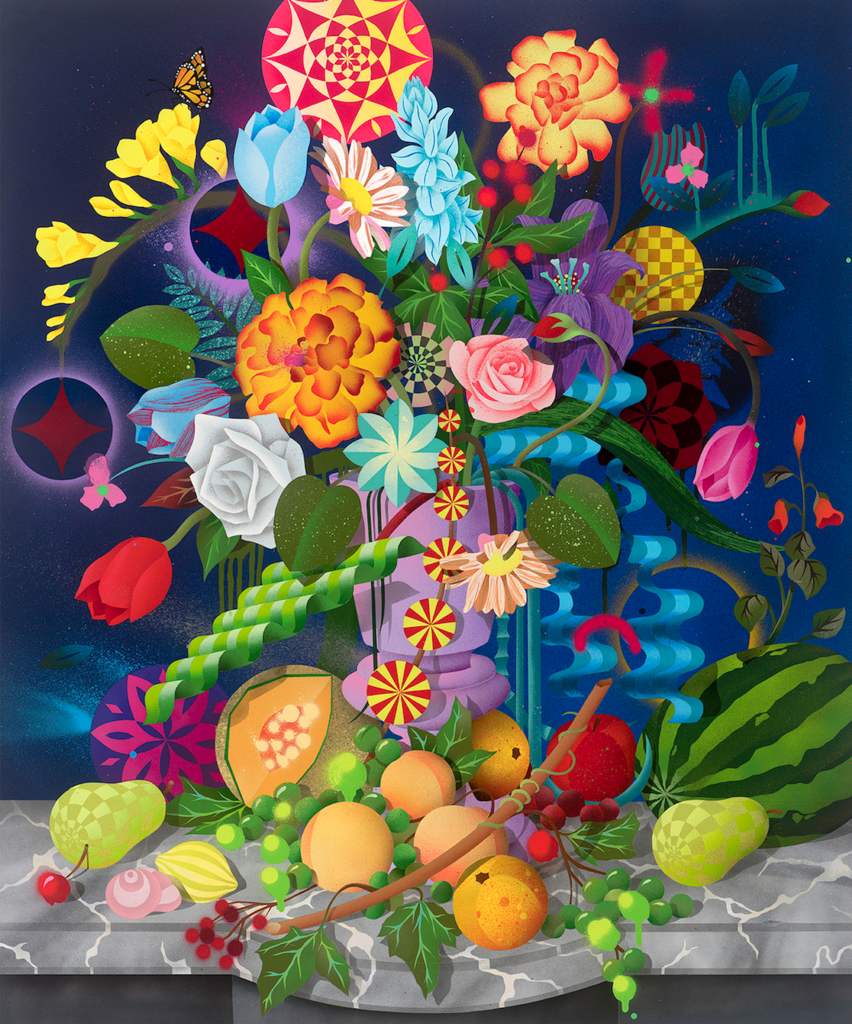 Casey Gray 'Still Life With Fruits And Flowers' Print Available